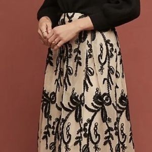 Anthropologie Embroidered Tulle Skirt
